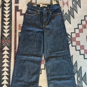 Levi’s Ribcage High Rise Wide Leg Raw Hem Jeans